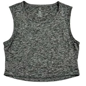 Flex Time Gray Marled Sleeveless Cut Out Cropped Active Tank Size S
